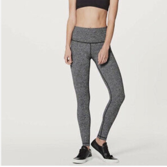 Lululemon Wunder Under HR Tights Grey Heathered Black Luon Size 8 - Picture 1 of 6